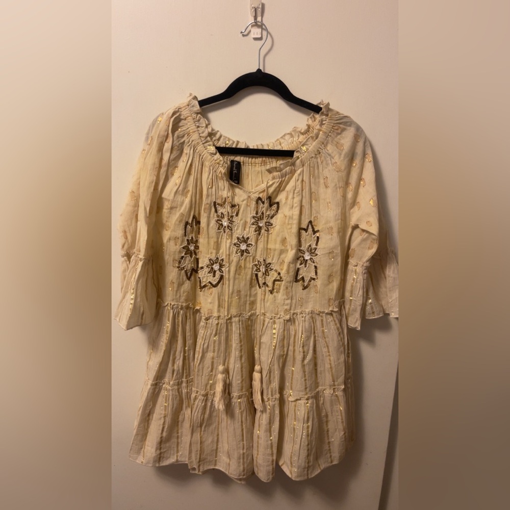 Sacred Threads Cream Floral Mini Dress